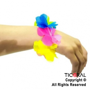 PULSERA HAWAIANA FLOREADO MULTICOLOR x 24